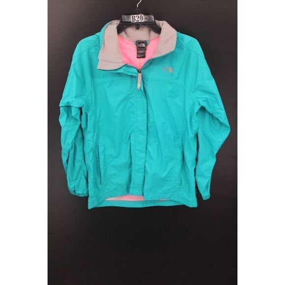 THE NORTH FACE TEAL/NEON PINK RAIN JACKET SIZE XL GIRLS - Picture 1 of 11